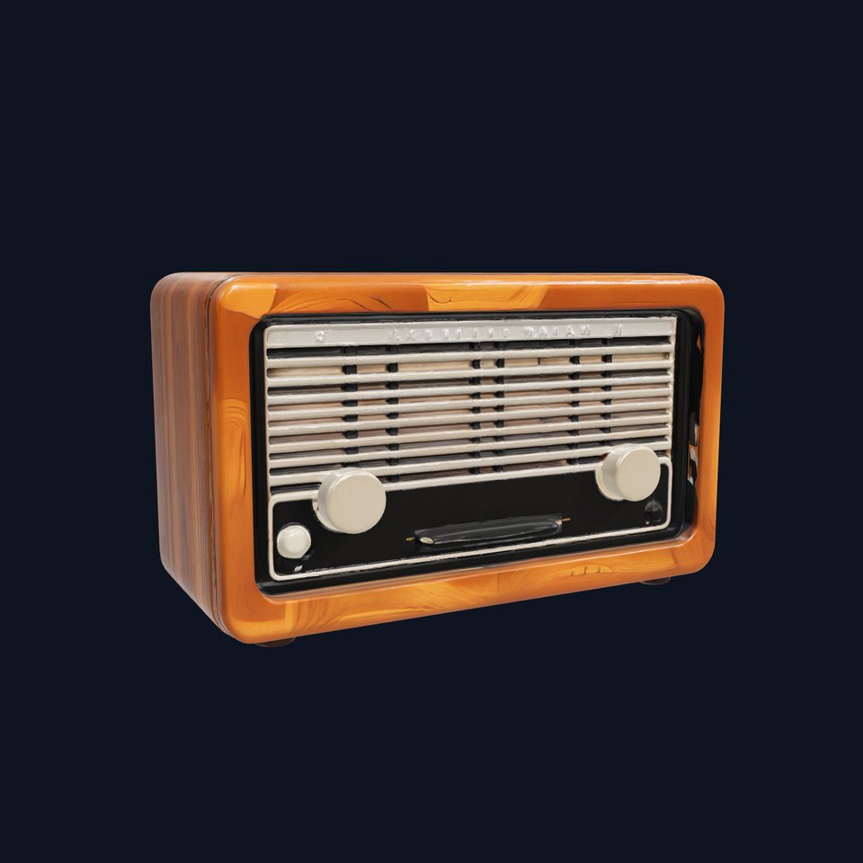 Vintage Wooden Radio with Rotary Dials and Grill